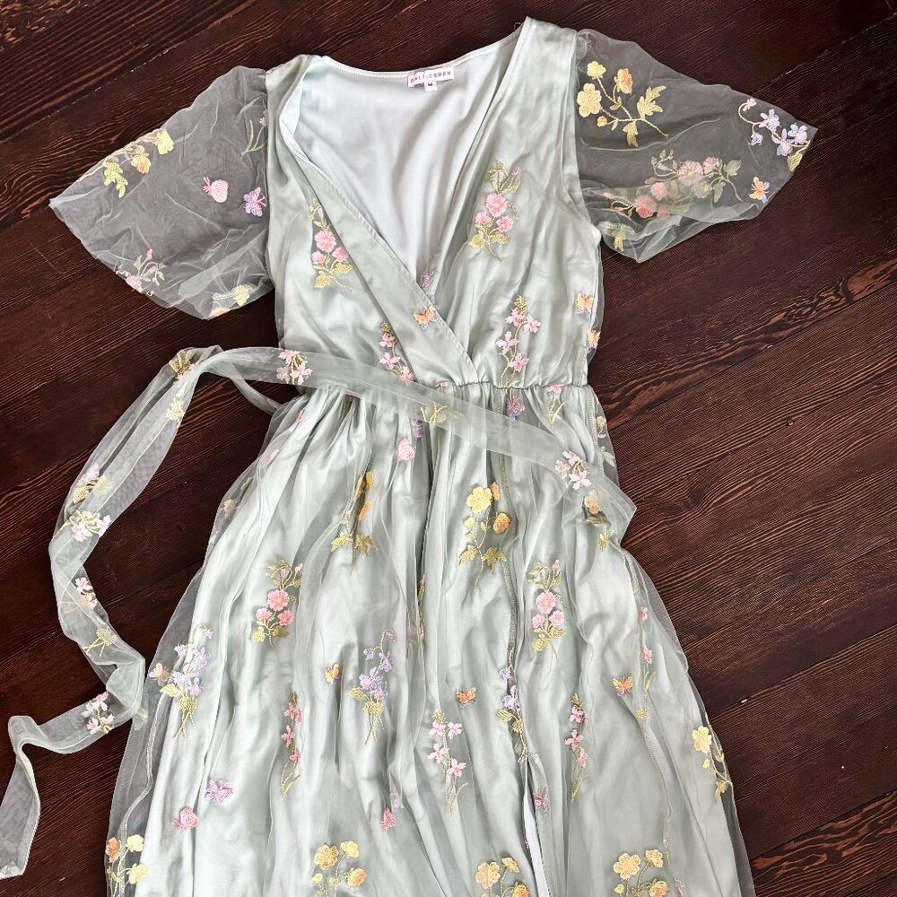 Baltic Born Marseille Embossed Maxi Dress, Sage Floral, Size M